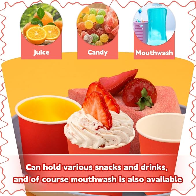 100 Pack 3 oz Paper Cups, Disposable Small Bathroom Cups Red | Bathroom Cups - Image 4