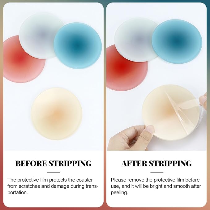 Gradient Round Acrylic Coasters, Light Blue, 4 Pack | 3.8in, 0.2in Thick - Image 6