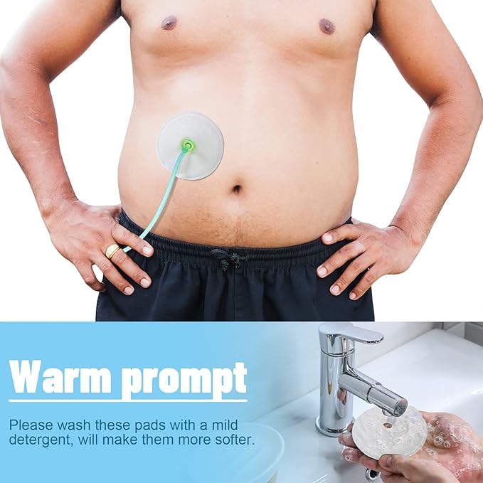 Tondiamo 28 Packs Soft g Tube Pads Holder Abdominal Feeding g Tube Button Cotton Pads Covers for Nursing Care(White)