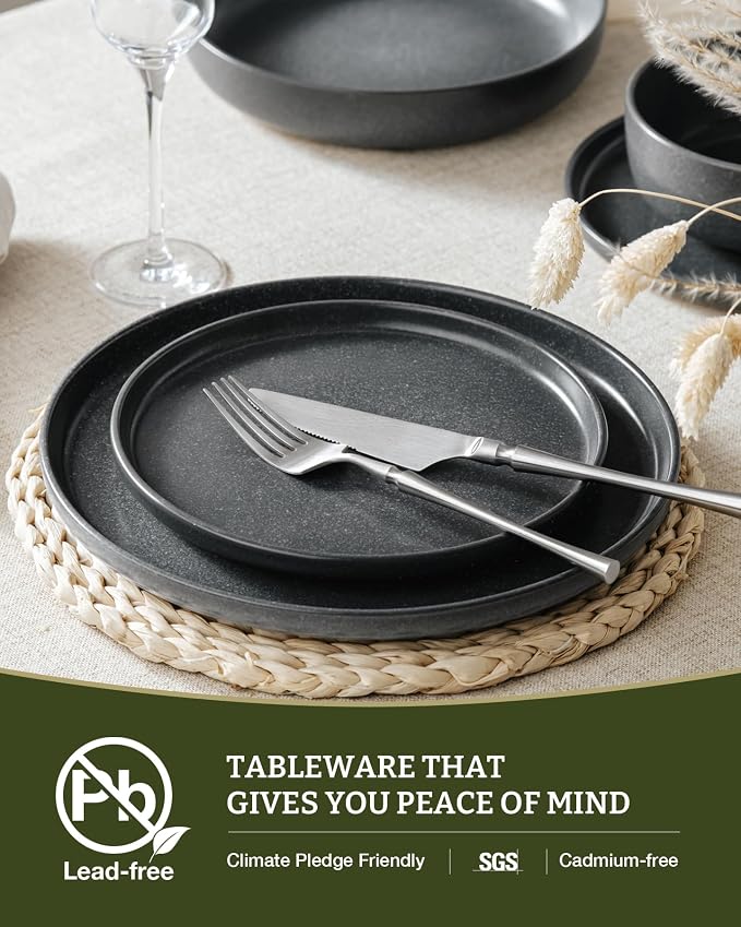 Famiware Milkyway 16-Piece Stoneware Plates and Bowls, Matte Dark Charcoal | - Image 5