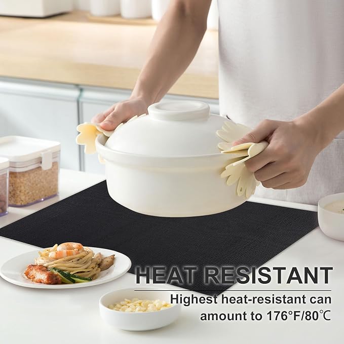 Vinyl Placemats Set of 6, PVC Woven Washable Non-Slip Table Mats, Heat - Image 2