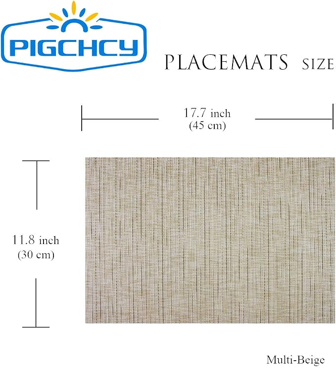 PIGCHCY Deep Beige Placemats Set of 4 Encryption Thickening Weave - Image 2