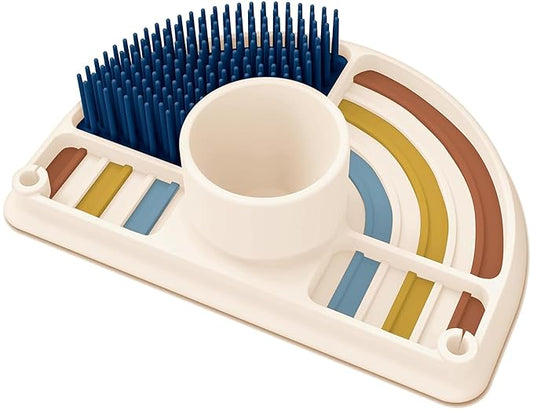 Dr. Brown's 2-in-1 Dry & Prep Silicone Mat, Silicone Baby Bottle Drying Mat with Removable Pegs for Baby Essentials, Built-in Bottle Prep, BPA-Free