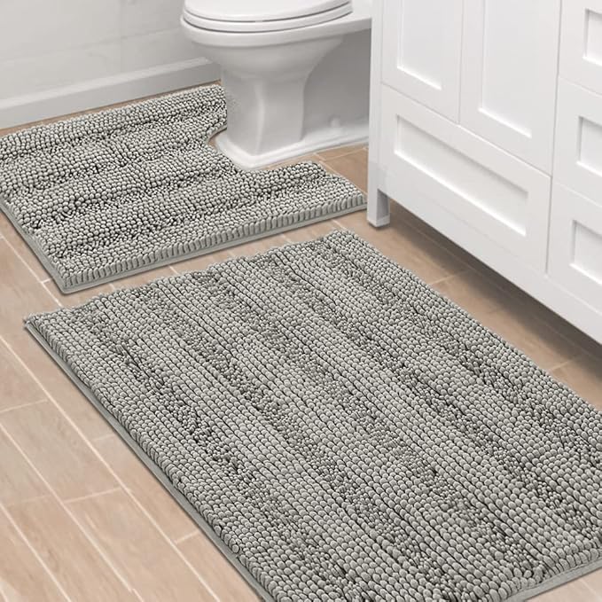 H.VERSAILTEX Bathroom Rugs Bath Rug Set 2 Piece Bathroom Contour Rug Toilet Mat by HVERSAILTEX