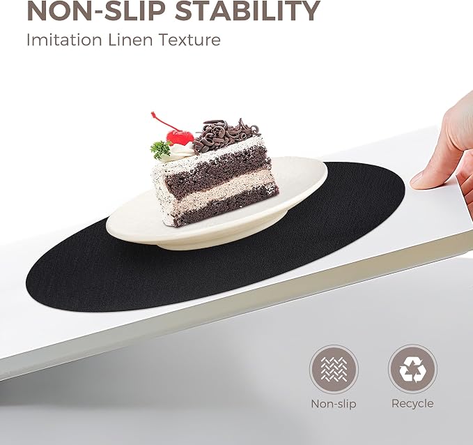13" Round Placemats Set of 12, Reversible Faux Leather Heat Resistant Table Mats - Image 4