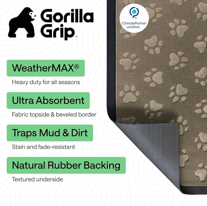 GORILLA GRIP 100% Waterproof All-Season WeatherMAX Doormat 35x23, US Designed - Image 2