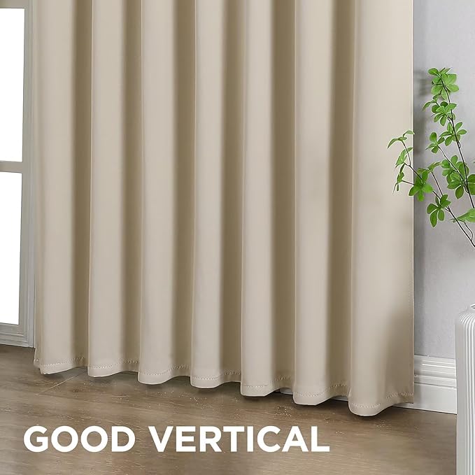 Joydeco 72 Inch Blackout Curtains for Bedroom, Thermal Insulated Black Out Curtains, Room Darkening Drapes for Living Room Window Rod Pocket Back Tab (W37 x L72 Inch, Light Beige)