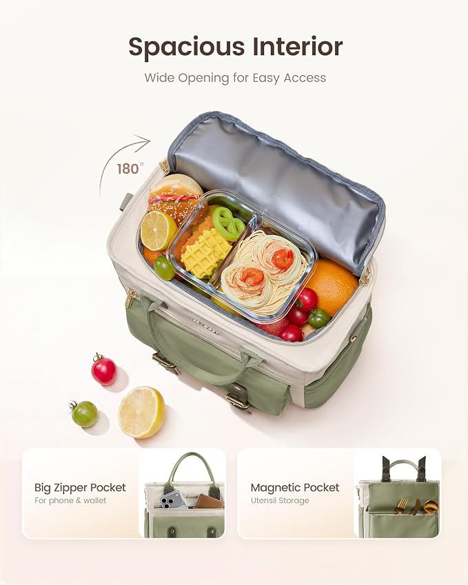 LOVEVOOK Checkered Lunch Bag Women, Insulated Lunch Tote Bag - Image 3