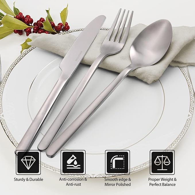 40 Piece Silverware Set, Flatware Set - Image 3