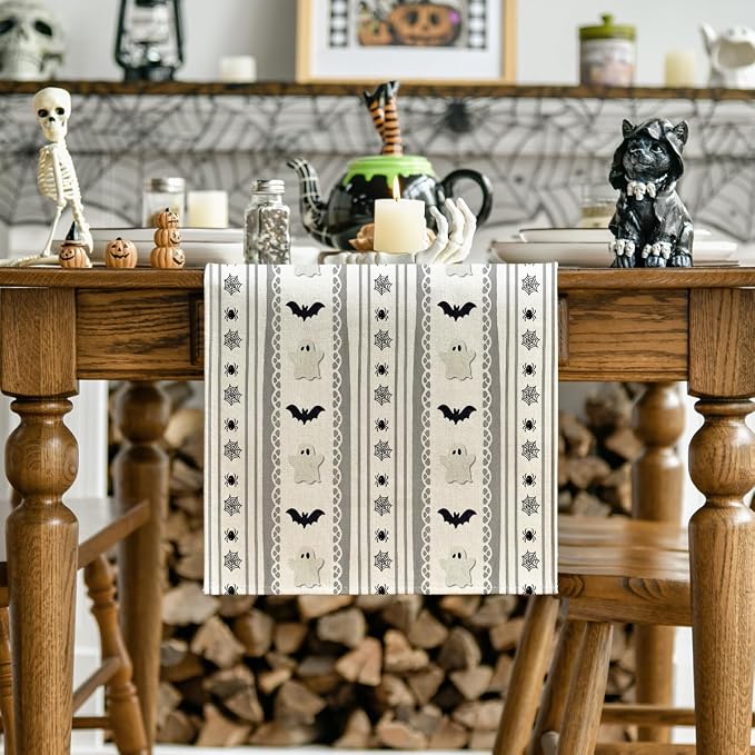 Artoid Mode 210 GSM Halloween Table Runner 13x36 Inch Home Party Decor | Beige - Image 2