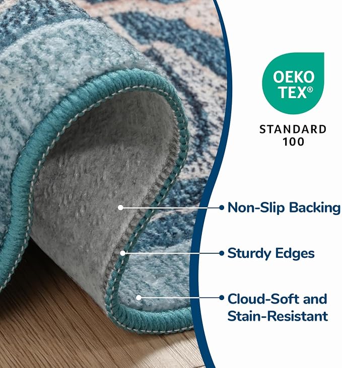 Lessymo Area Rug 5x7, Machine Washable Area Rugs, Super Soft Faux-Wool Area Rugs - Image 3