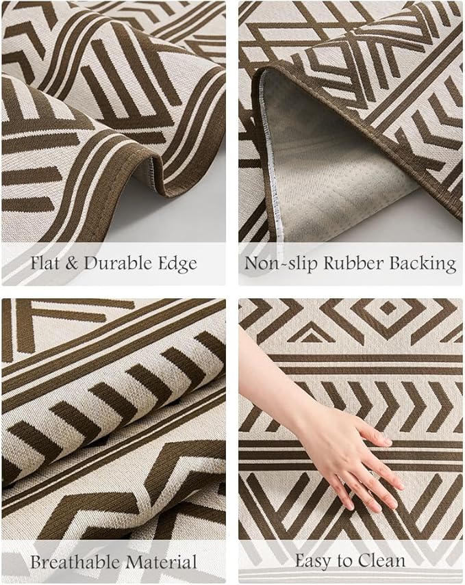 Outdoor Rug Carpet 8x10 ft, Flatweave Textured Outdoor Patio Rug Non Slip - Image 7