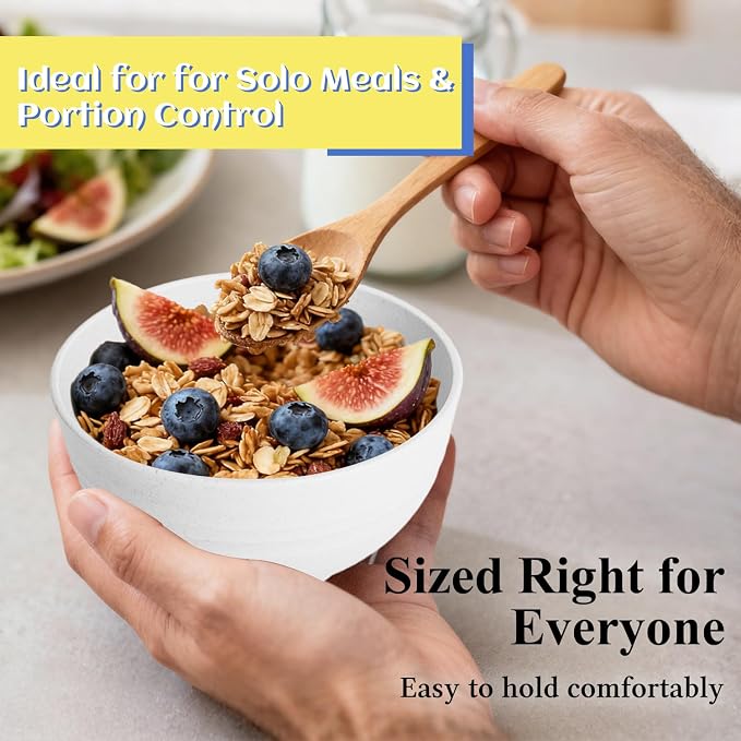 Wheat Straw Small Bowls 10 OZ, Unbreakable Dessert Bowls Set of 6, Microwave & - Image 5