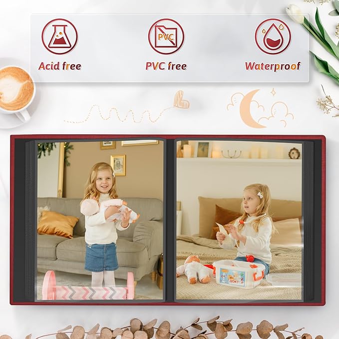 Popotop Photo Album 4x6 100 Pockets for Wedding Gifts,Linen Hardcover Picture Albums for Family Anniversary Baby Vacation Pictures