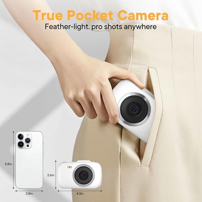 Digital Camera 4K 64MP - Vlogging Camera for Kids & Beginners | 18X Zoom Point and Shoot Camera Anti Shake, Compact with Flash, Gift for Boys Girls(White+Silver)