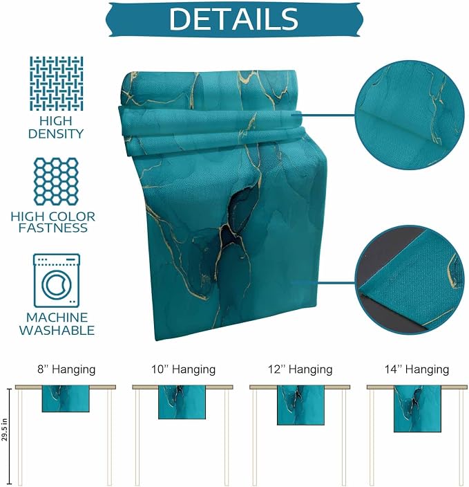 Teal Marble Table Runners 70 Inches Long, Turquoise Marble Crack Table Runner - Image 8