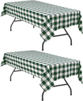 Plaid Tablecloth 2 Pack, 54 x 80 inch, Forest Green and White | Waterproof by Hiasan