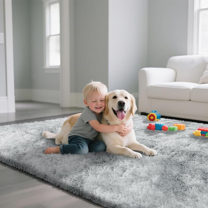 Fluffy Rug Shag Area Rug, Mottling Grey 3x5 Area Rugs - Image 5