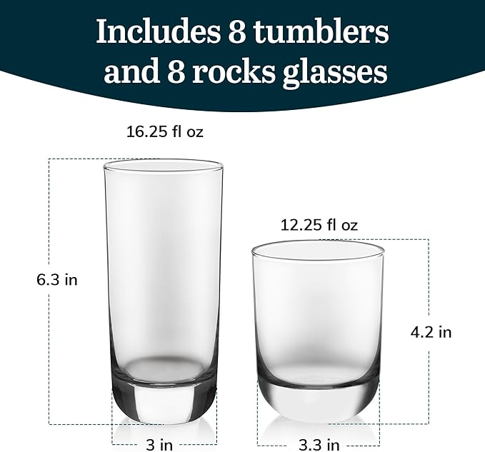 Polaris Tumbler & Rocks Drinking Glasses Set of 16, and More - Image 4