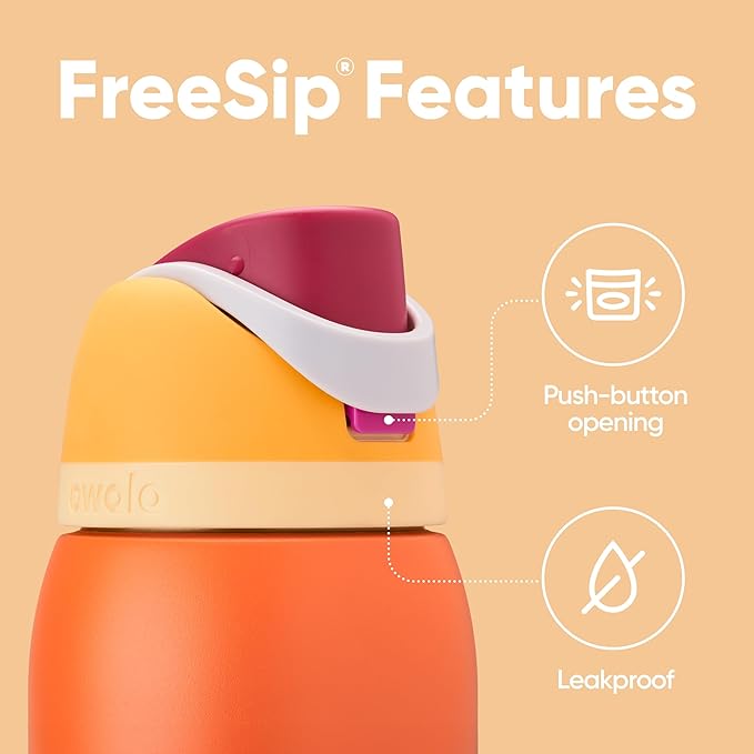 Owala FreeSip Stainless Steel Water Bottle 32 oz Citrus Crush - Image 3