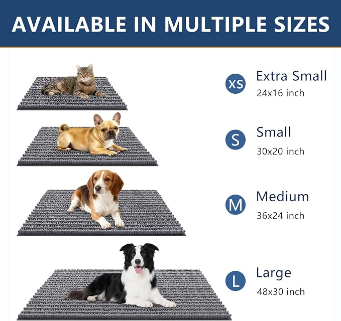 Smiry Dog Door Mat for Muddy Paws 59x35, Absorbent Dirt Trapper, Non-Slip - Image 3