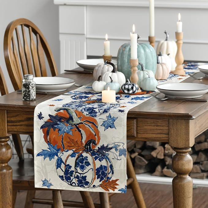 Artoid Mode 210 GSM Fall Table Runner 13x72 Inch Home Party Decor | Pumpkins - Image 3