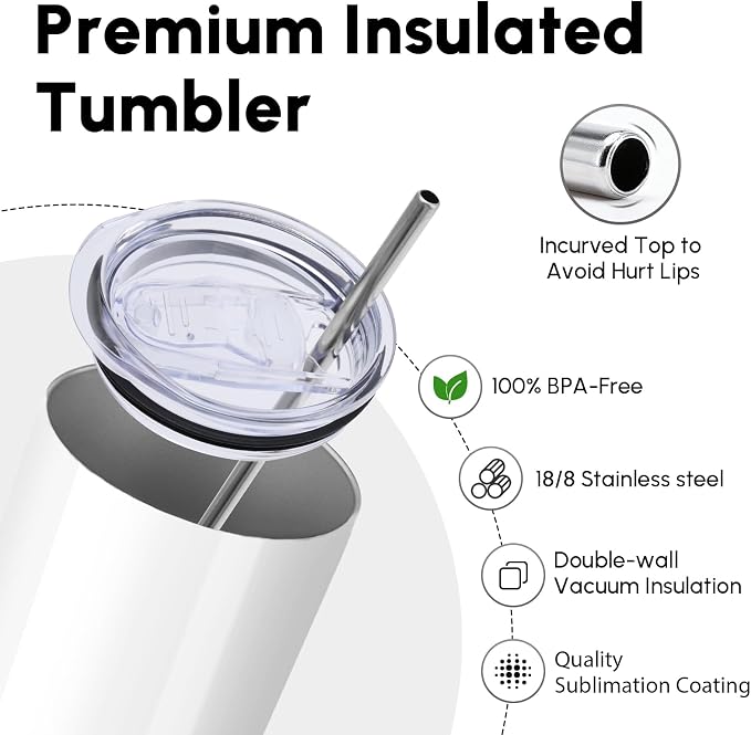 Volhoply 4 Pack Skinny Sublimation Tumblers - Image 3