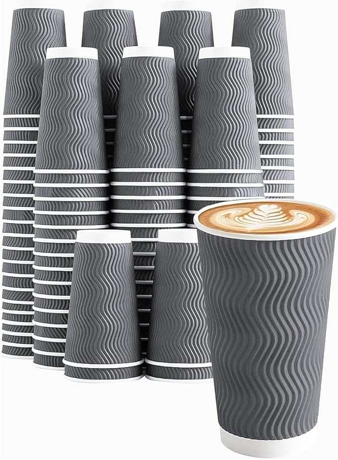 Clawsoff 50 Pack 20 oz Coffee Cups Disposable Insulated Paper Cup Gray | by BuyNow