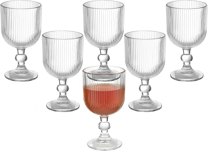 Vintage Wine Glasses Set of 6, 11 Ounces Colored Glass Water Goblets, Unique by XKXKKE