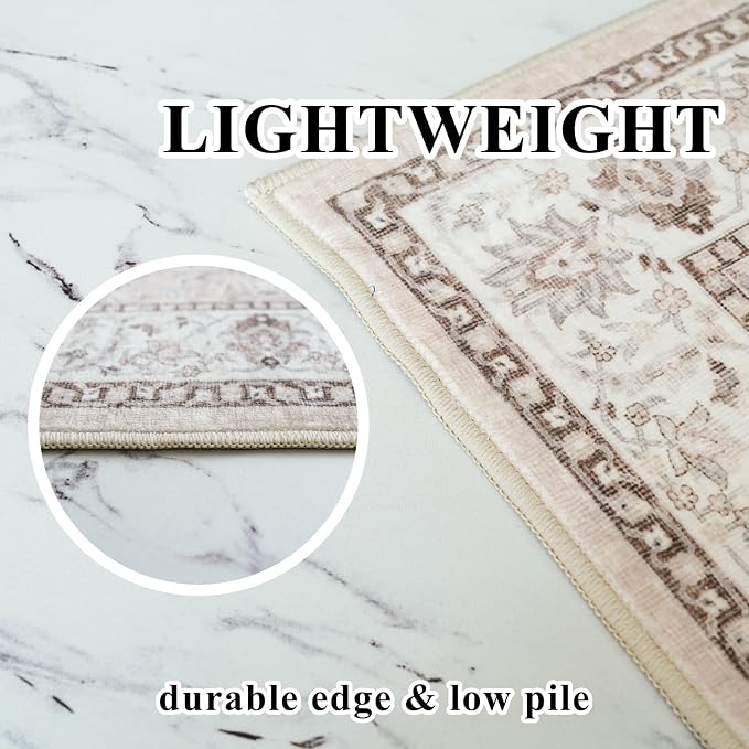 Washable 5x8 Living Room Area Rug: Vintage Water-Resistant Soft Rug - Image 7