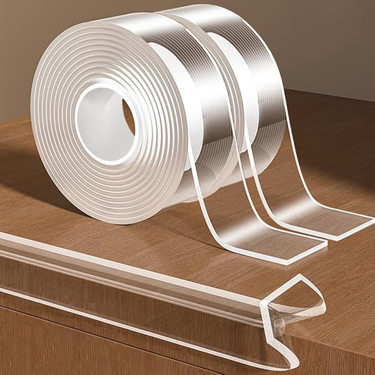 2Pack Baby Proofing Edge Protector for Baby,Clear Edge Protector Strip Sharp Edge Wrap Cover Tape,Corner Bumpers for Furniture,Crib Rail Covers for Teething,Total 19.68 Ft (Width 1.18 in)