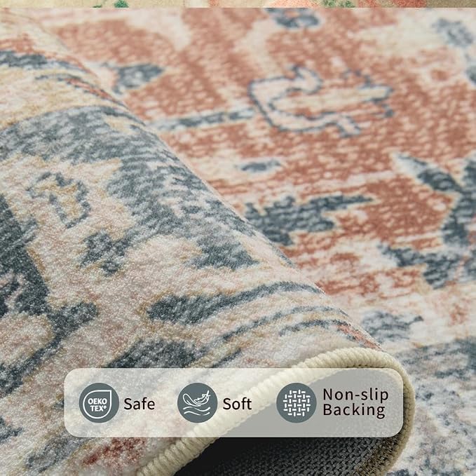 Rugxara 10x14 Area Rugs for Living Room Bedroom, Large Washable Rug, Coral - Image 4