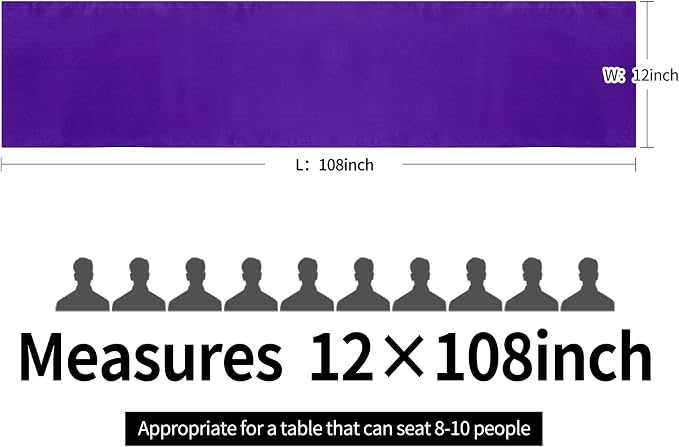 10-Pack Satin Table Runner Purple 12 x 108 inches Long, Table Runners - Image 4