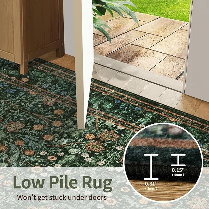Rugxara 3x5 Rug for Entryway Bedroom, Vintage Retro Boho Throw Rug, Non Slip & - Image 7