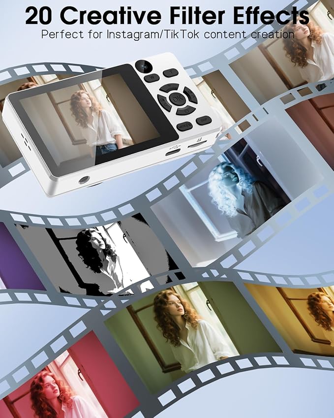 Digital Camera with Front Rear Lens, Autofocus 64MP 4K Camera for Photography with 32GB Card, Portable Compact Point and Shoot Camera for Teens Adult Beginner with Metal Shell, 2000mAh Battery