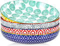 Selamica 9.6" Pasta Bowls Set of 4, 51 OZ Large Salad Bowls, Ceramic Wide and by Selamica