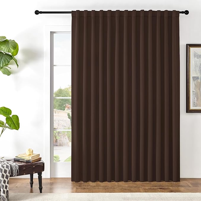 Joydeco Custom Blackout Curtains for Bedroom, 1 Panel Room Darkening Curtains & Drapes for Living Room Window Rod Pocket Back Tab (Custom Size,Chocolate)