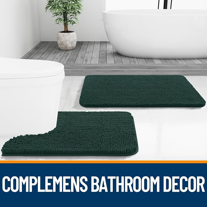 OLANLY Small Bathroom Rugs 24x16, Soft Absorbent Chenille Bath Rugs, Rubber - Image 7