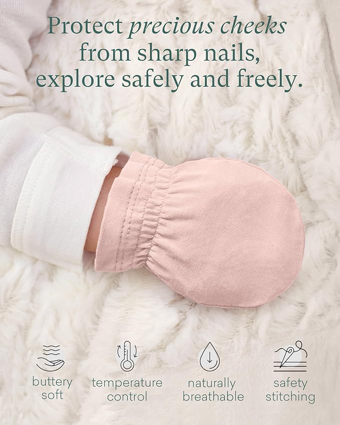 SuperSoft Baby Mittens, Bamboo Viscose Infant Newborn Mittens for Girls Boys No Scratch Gloves 6 Pack
