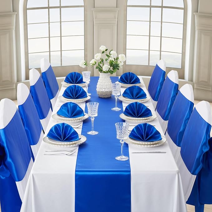Royal Blue Satin Table Runner, 12x108 Inches, 2 Pack | Premium Satin, Smooth - Image 3
