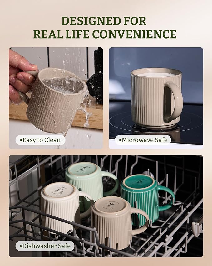famiware Coffee Mug Set for 6, Star 12 oz Catering Mugs Cup Set - Image 7
