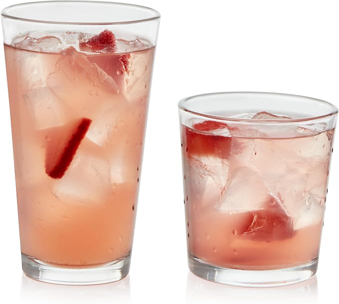 Libbey Flare Rocks, Glass Tumbler Set, Stylish Lead-Free Drinking Glasses Set by Libbey