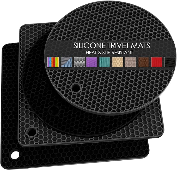 Silicone Trivet Mats, 4 Pack Silicone Pot Holders by QPIXDIGITAL