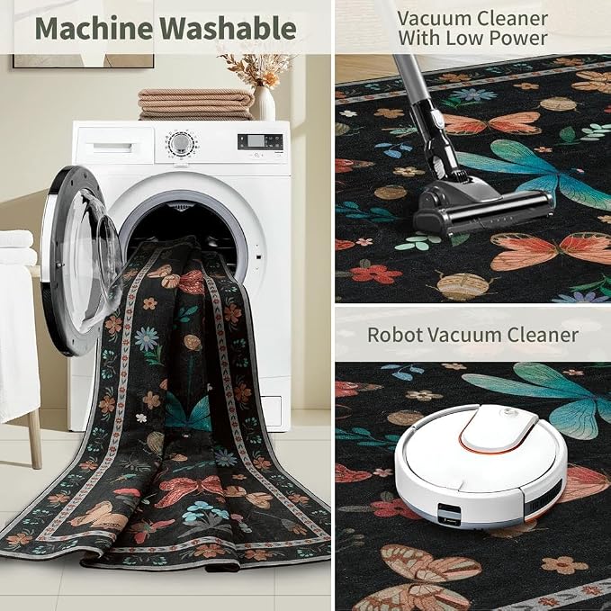 Rugxara 2x6 Floral Runner Rug, Washable Runners - Image 5