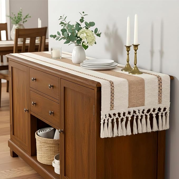 Boho Table Runner with Tassels 12x60 Inch - Image 6