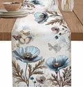 Vintage Tulip Flowers Table Runners 72 Inches Long, Cotton Linen Fabric Table by Edwiinsa
