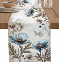 Vintage Tulip Flowers Table Runners 120 Inches Long, Cotton Linen Fabric Table by Edwiinsa