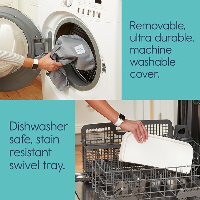 Hiccapop OmniBoost Travel Booster Seat with Tray for Baby, Dining Table, Camping, Beach, Grandma’s | Folding Portable Tip-Free Design Straps to Kitchen Chairs