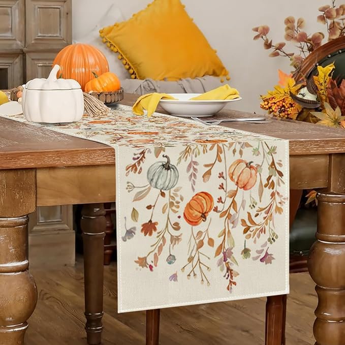RABUSOFA Fall Table Runner 13x108 Inch Pumpkins Fall Decor - Image 2