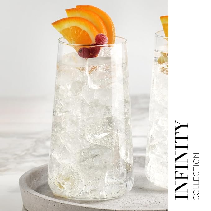 Krosno Water Glasses Set of 4, 20.3 oz, Infinity Collection | Highball Drinking - Image 5